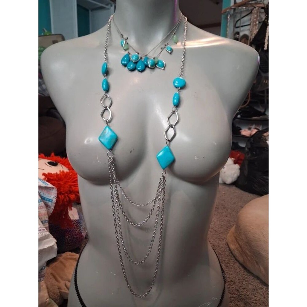 Boho Western Turquoise & Silver Tone Jewelry Bundle Set - Picture 4 of 9